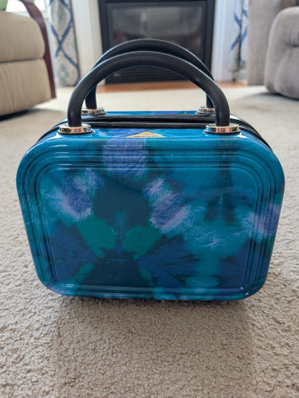 Triforce Teal Hard-Shell Top Handle Cosmetic Case